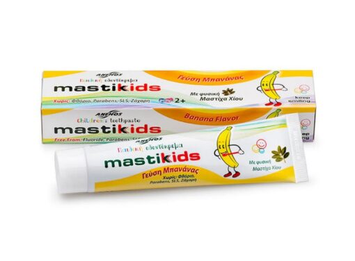 Παιδική οδοντόκρεμα Mastic kids με μαστίχα & μπανάνα glutenfree κοιλιοκάκη celiacshop.gr