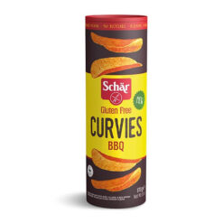 Συσκευασία Schär Curvies BBQ 170g - πατατάκια με γεύση μπάρμπεκιου χωρίς γλουτένη