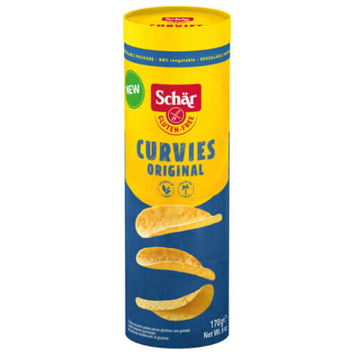 Συσκευασία Schär Curvies Original 170g - πατατάκια με αλάτι χωρίς γλουτένη