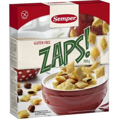 Semper Δημητριακά με γέμιση Πραλίνας Zaps glutenfree κοιλιοκάκη celiacshop.gr