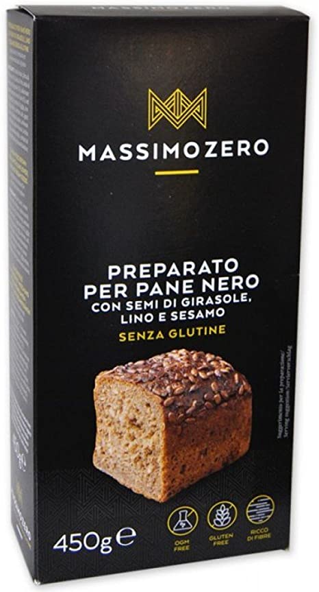 Έτοιμο μείγμα για μαύρο Ψωμί Massimo Zero χωρίς γλουτένη Www.celiacshop.gr