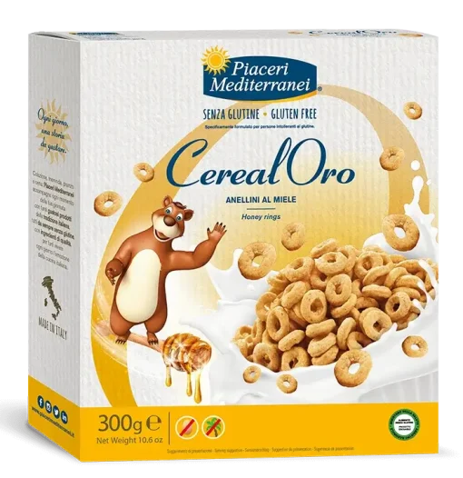 Δημητριακά Δακτυλίδια Καλαμποκιού με Μέλι Cereal'Oro Piaceri Χωρίς Γλουτένη Www.celiacshop.gr