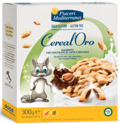 Δημητριακά με γέμιση Πραλίνας Φουντουκιού Cereal'Oro Piaceri Www.celiacshop.gr