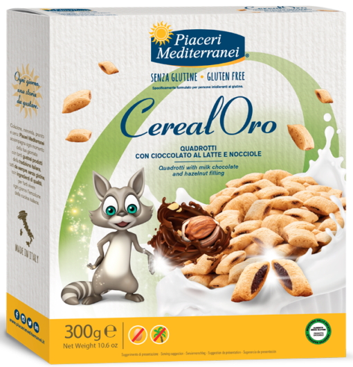 Δημητριακά με γέμιση Πραλίνας Φουντουκιού Cereal'Oro Piaceri Www.celiacshop.gr