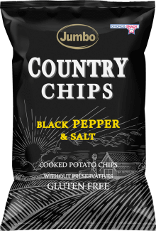 Country Chips με Μαύρο Πιπέρι & Αλάτι Jumbo Χωρίς Γλουτένη Www.celiacshop.gr