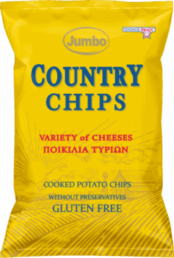 πατατάκια country chips με τυρί τσένταρ και ποικιλία τυριών