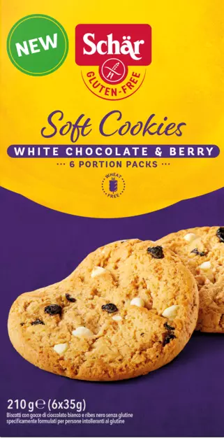 Soft Cookies με Λευκή Σοκολάτα & Φραγκοστάφυλο Schar Χωρίς Γλουτένη Www.celiacshop.gr