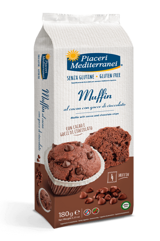 Muffins Σοκολάτας με σταγόνες Σοκολάτας Piaceri Χωρίς Γλουτένη Www.celiacshop.gr