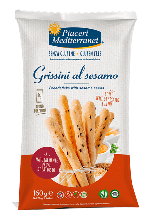 Κριτσίνια με Σουσάμι Piaceri Mediterranei Χωρίς Γλουτένη Www.celiacshop.gr