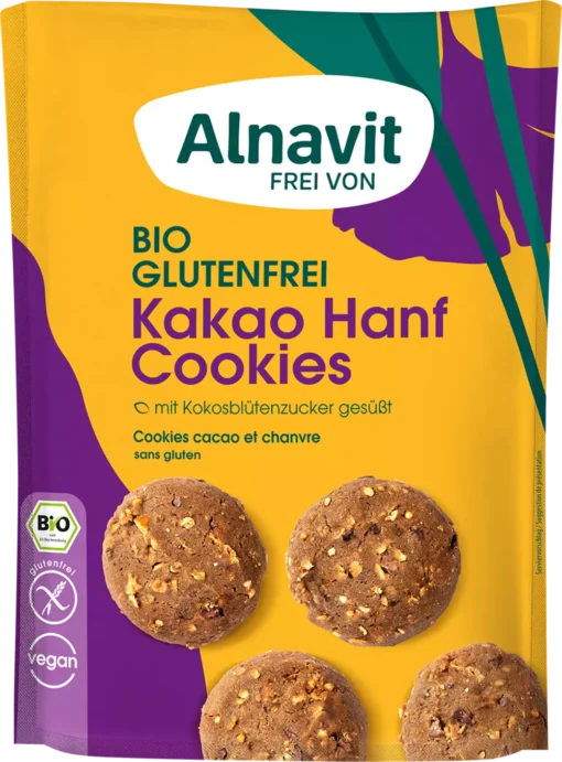 Μπισκότα Κακάο με Κάναβη & Μάκα Alnavit Χωρίς Γλουτένη Www.celiacshop.gr