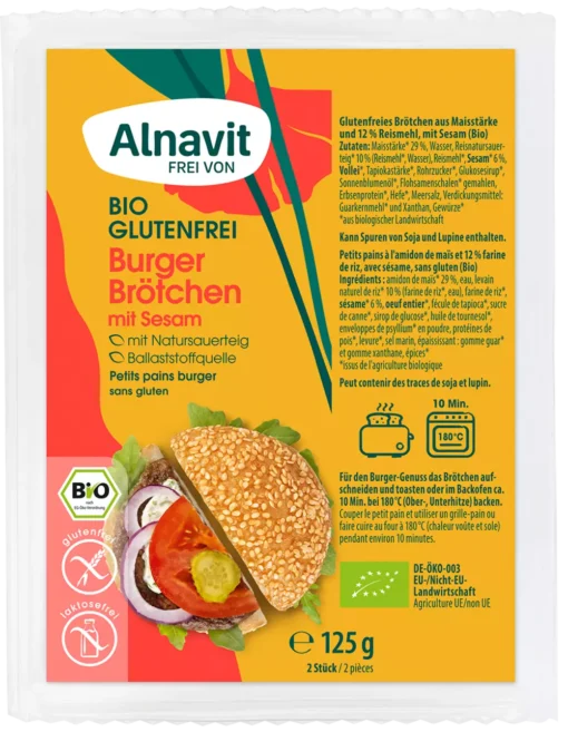 Ψωμάκια Burger με Σουσάμι Alnavit Χωρίς Γλουτένη Www.celiacshop.gr