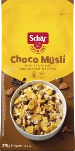 Συσκευασία με δημητριακα χωρις γλουτενη Schär Choco Muesli με κομμάτια σοκολάτας