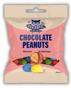 Συσκευασία HealthyCo Chocolate Peanuts με φιστίκια και σοκολάτα χωρίς γλουτένη