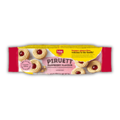 Γεμιστά μπισκότα χωρίς γλουτένη Schär Piruett με κρέμα βατόμουρο 110g