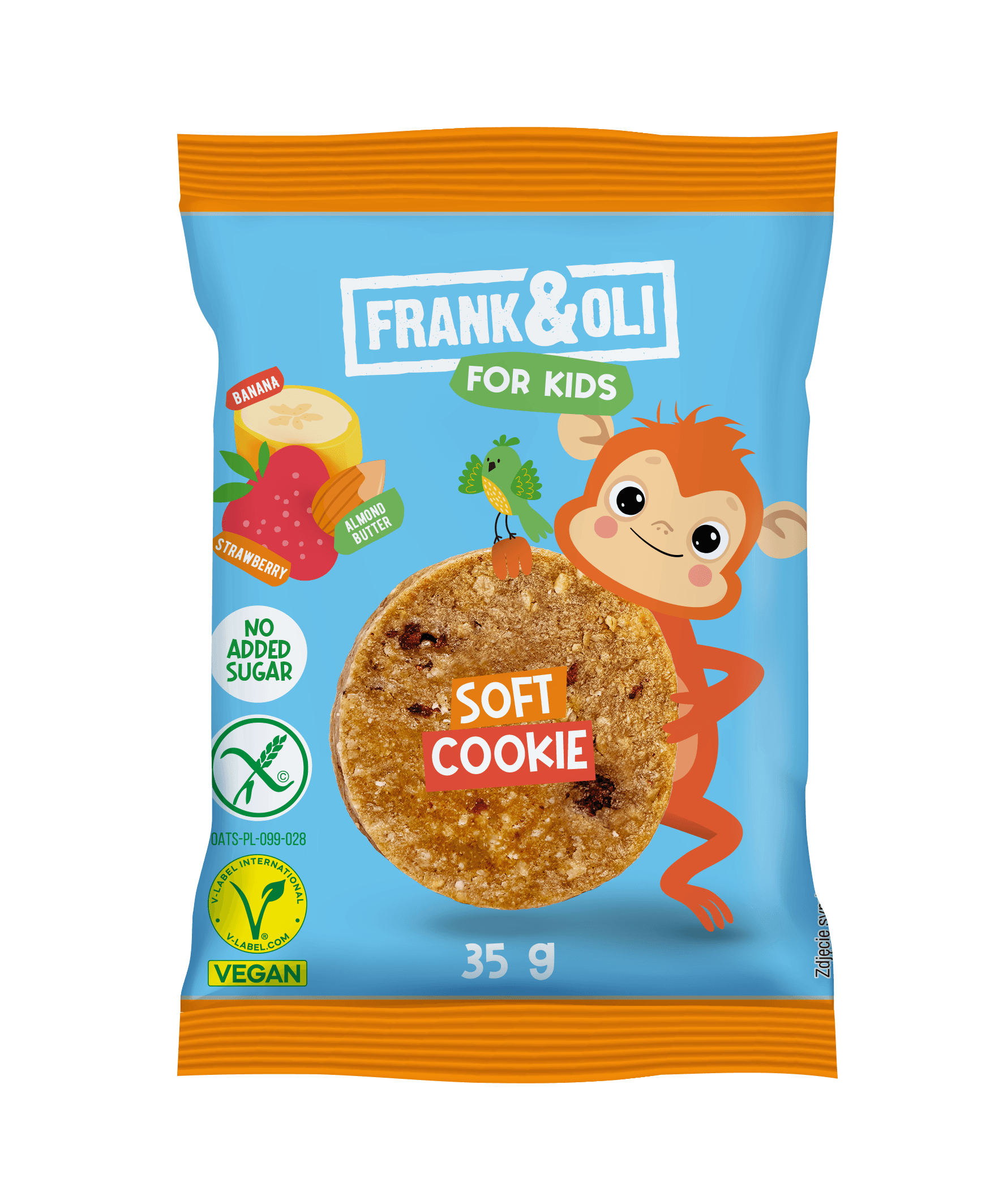 Παιδικό μαλακό μπισκότο Frank & Oli με φράουλα και μπανάνα χωρίς γλουτένη